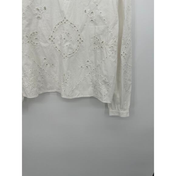 Maurices Womens White Cotton Top Size S MWT Boxy Cottagecore Minimal Eyelet - Picture 2 of 9